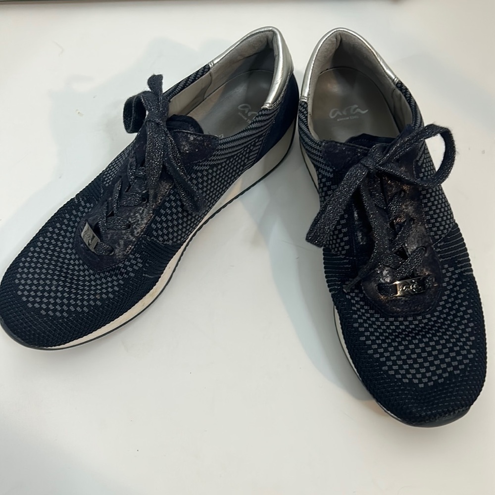 Ara Blue Gray Sliver Sneakers 7.5